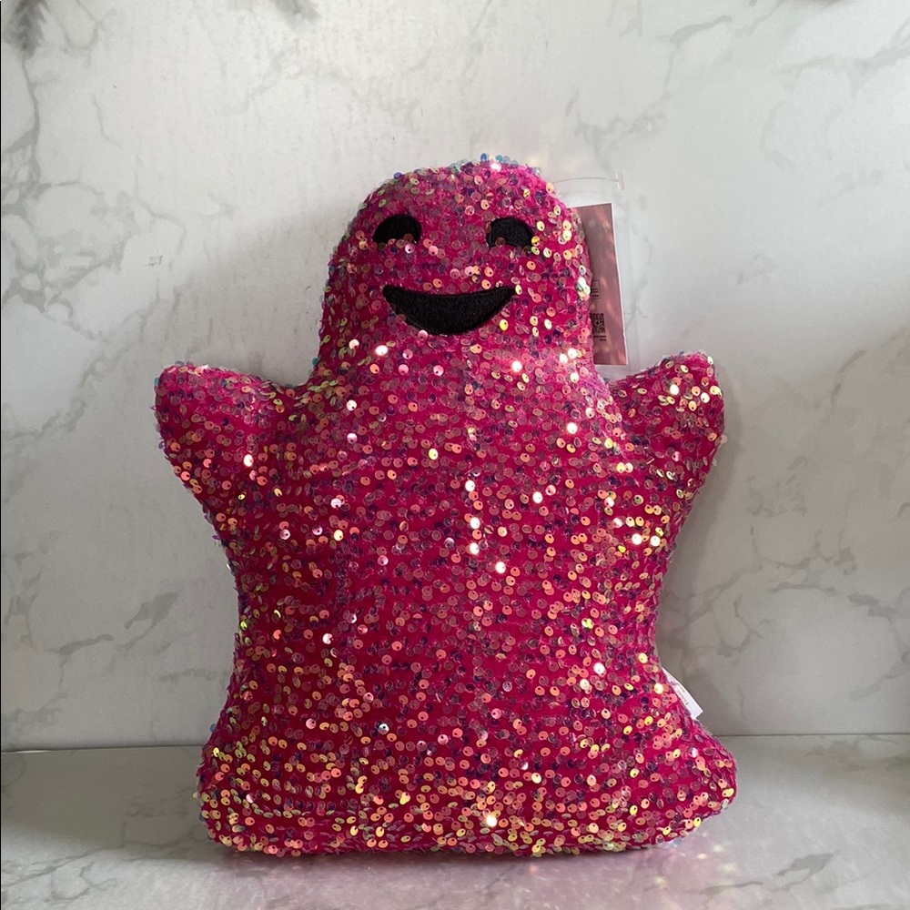 Pink Sequin Ghost Pillow Halloween Summerween Isaac Mizrahi 16 Inch New Home